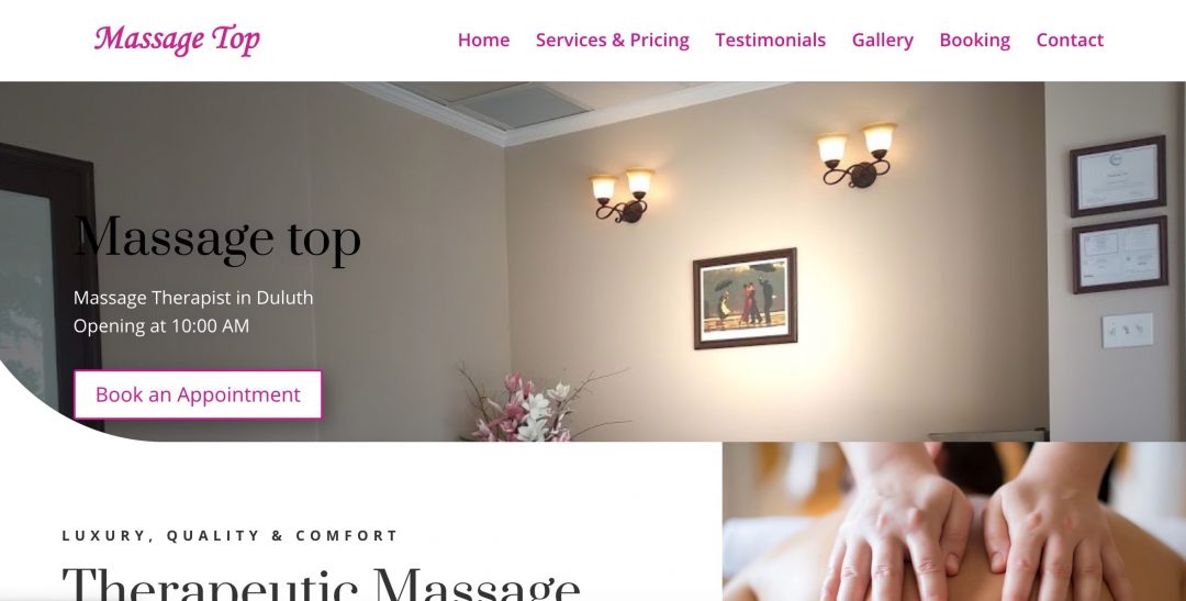 Massage spa website