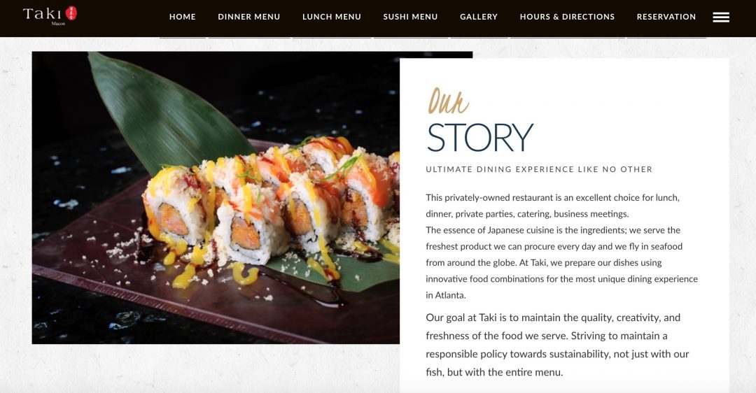Japanese sushi restaurant website design